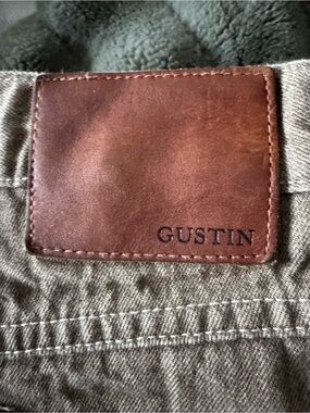 Gustin Olive Canvas Pants with Brown Leather Patch
